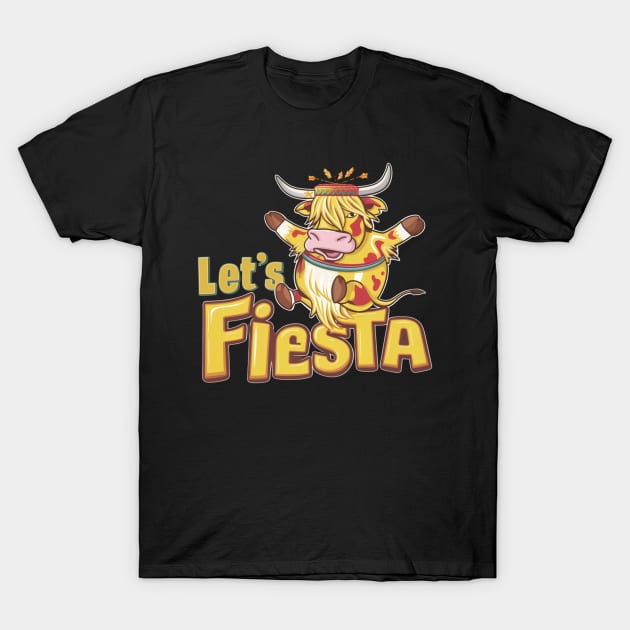 Highland Cow Print Cinco De Mayo Cow Mexican Fiesta Party T-Shirt by HBart